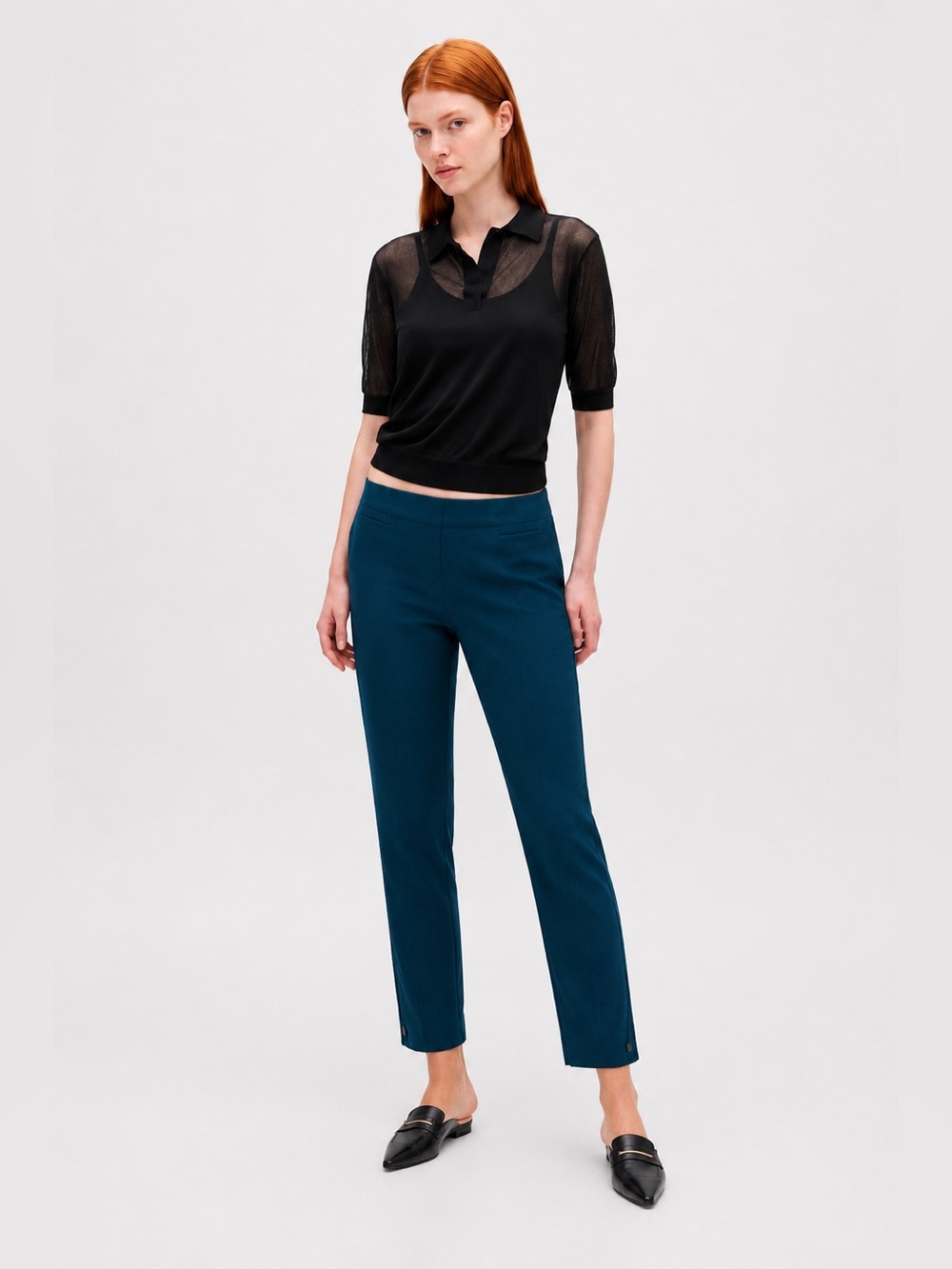 Chico's Slim-Leg Deep Teal Pull-on Ankle Pants Sz. 6R NWT
